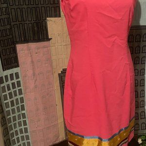 Vintage Hot Pink Boho Trim Stephanie Erin Shift Dress